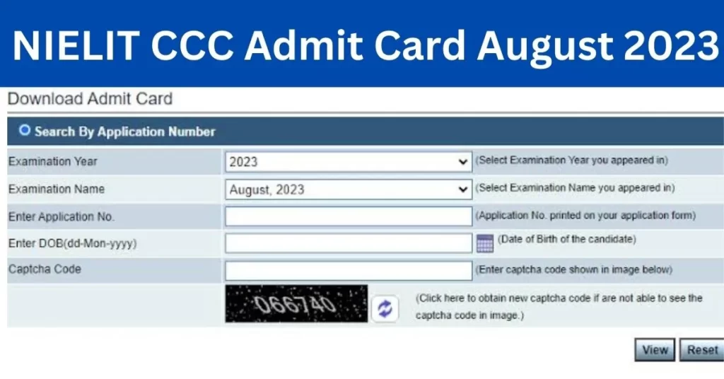 NIELIT CCC Admit Card August 2023 NIELIT CCC Admit Card August 2023
