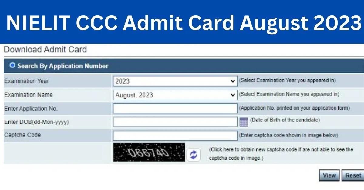 NIELIT CCC Admit Card August 2023 NIELIT CCC Admit Card August 2023