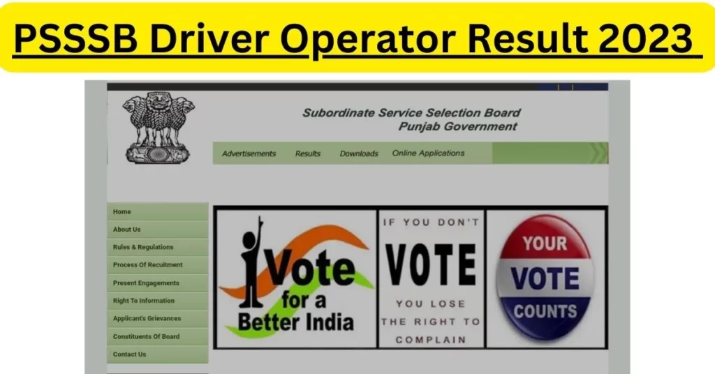 PSSSB Driver Operator Result 2023 PSSSB Driver Operator Result 2023 - Out Download PDF